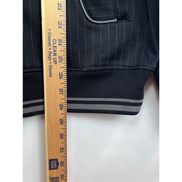 Marc Ecko Men's Size XL Black/Gray Cut & Sew Zip Front Baseball Pinstripe Jacket - Picture 5 of 6